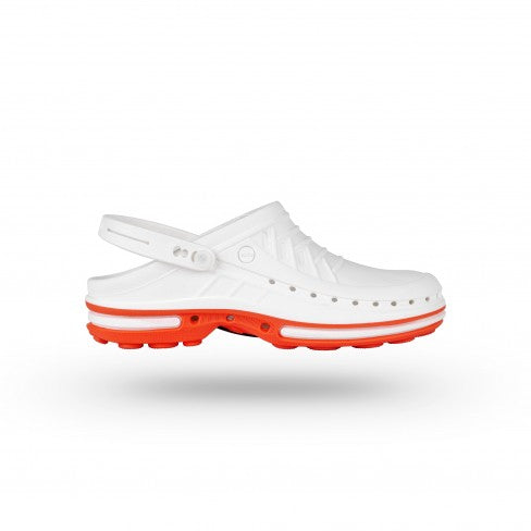 ZUECOS CLOG BLANCO Y NARANJA