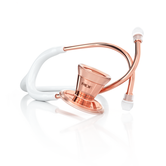 ESTETOSCOPIO CARDIOLOGICO MDF PRO CARDIAL ROSEGOLD7WHITE 797 Acero Inoxidable